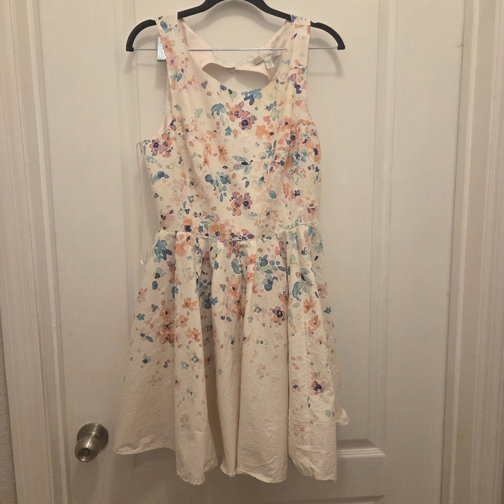 LC Lauren Conrad Watercolor print dress women's size 16 midi floral